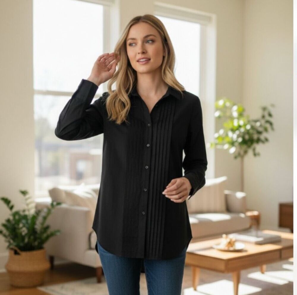 Sundance Tessa pintuck minimalist button down XS blouse